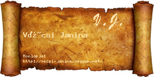 Vécsi Janina névjegykártya